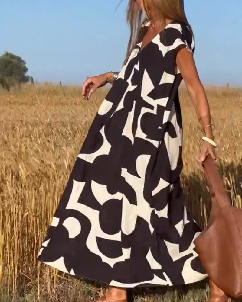 Robe avec imprimé et col en V