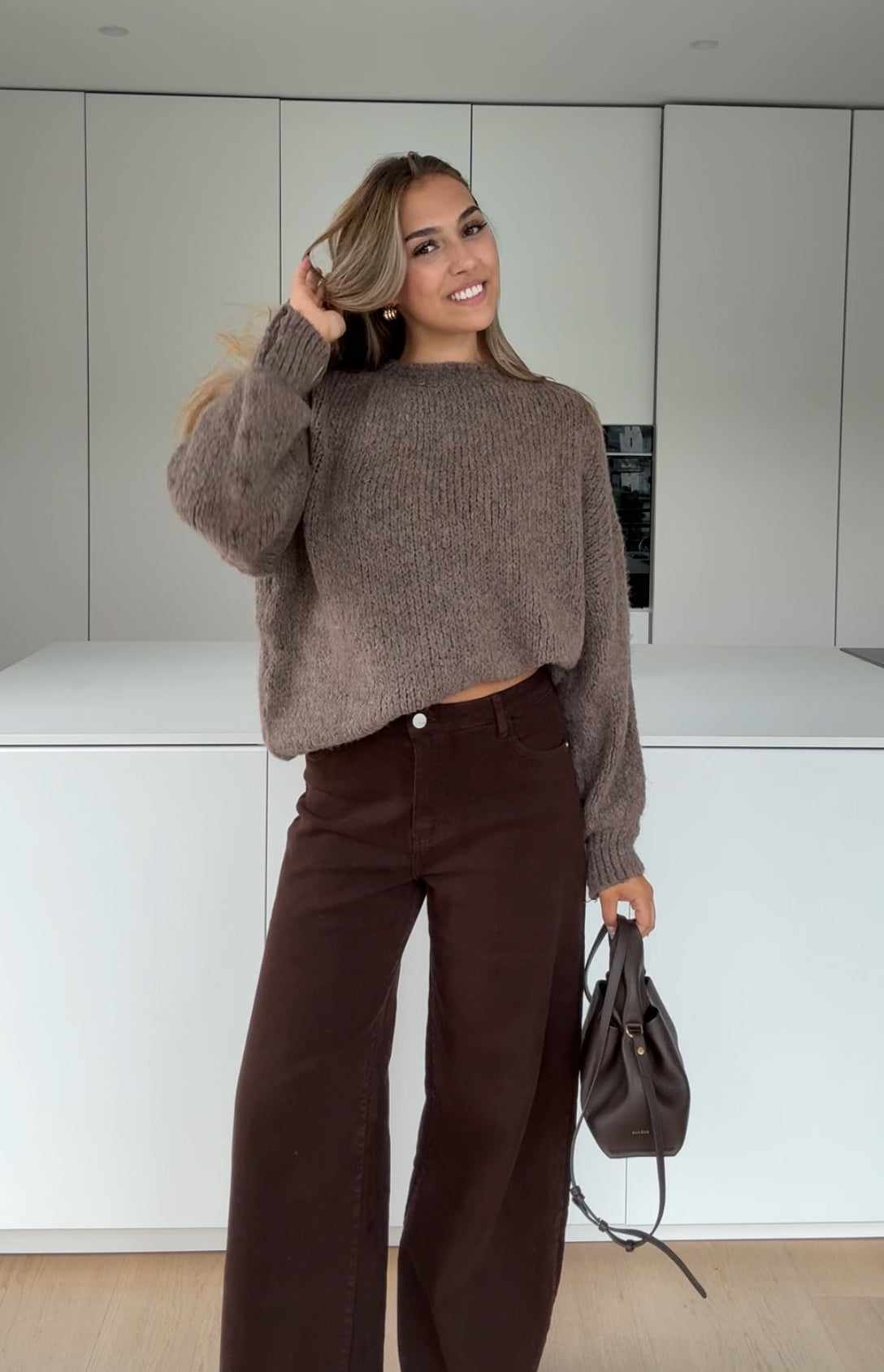 AMANDA | Jersey grueso de color gris topo