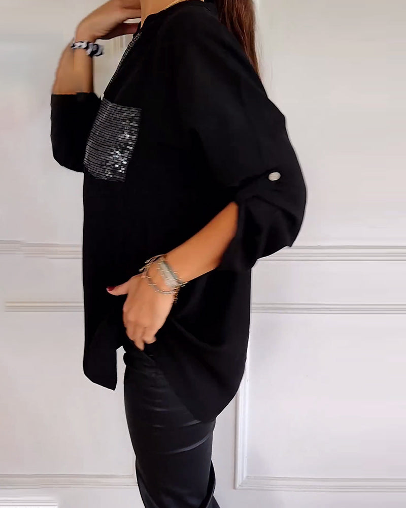 BLANCA | Holgada blusa con lentejuelas