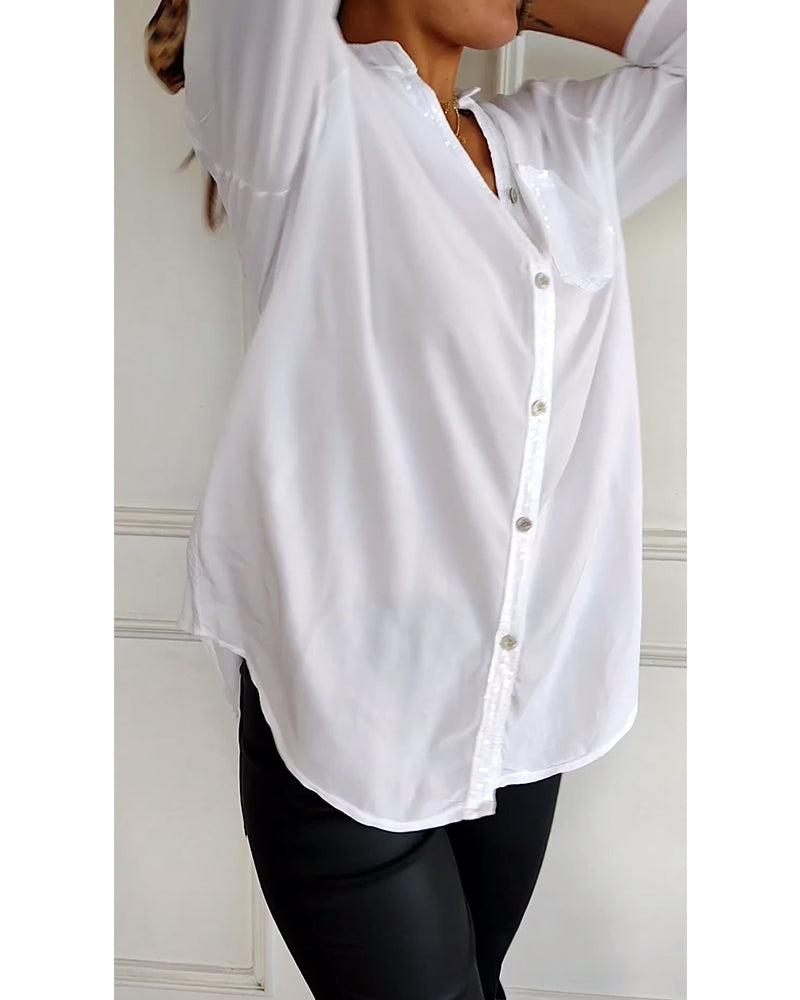 BLANCA | Holgada blusa con lentejuelas