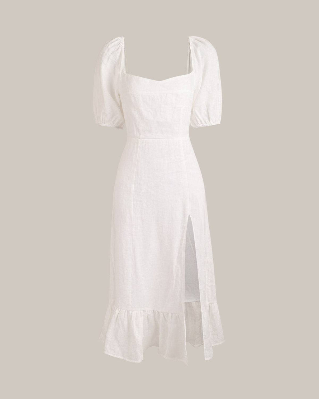 DIANA | Vestido con mangas abullonadas y bajo con abertura