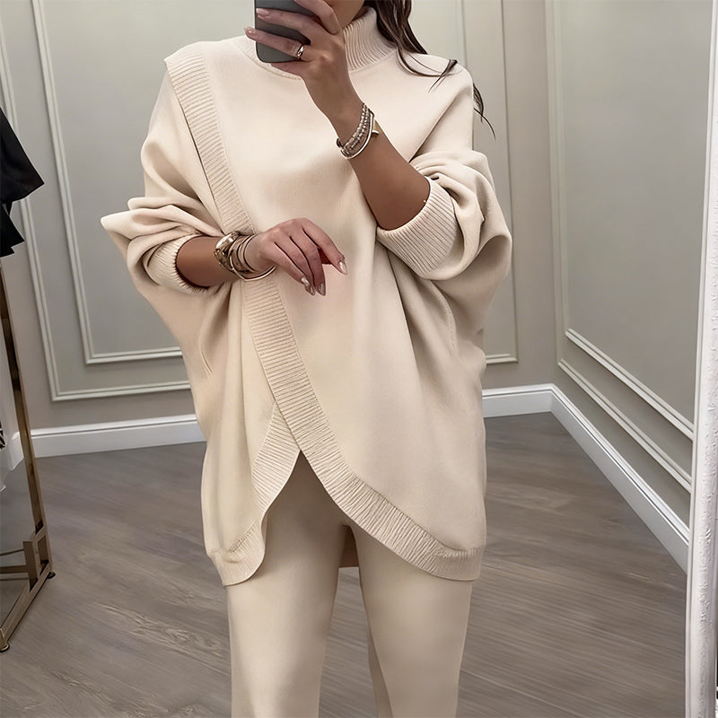 ADELINA | Conjunto de suéter asimétrico + pantalón holgado