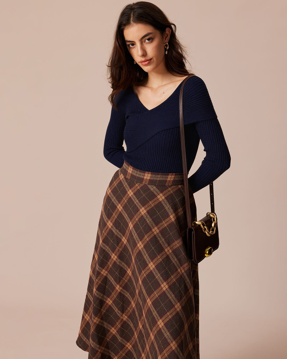 ELSA | Camiseta de punto acanalado con cuello en V