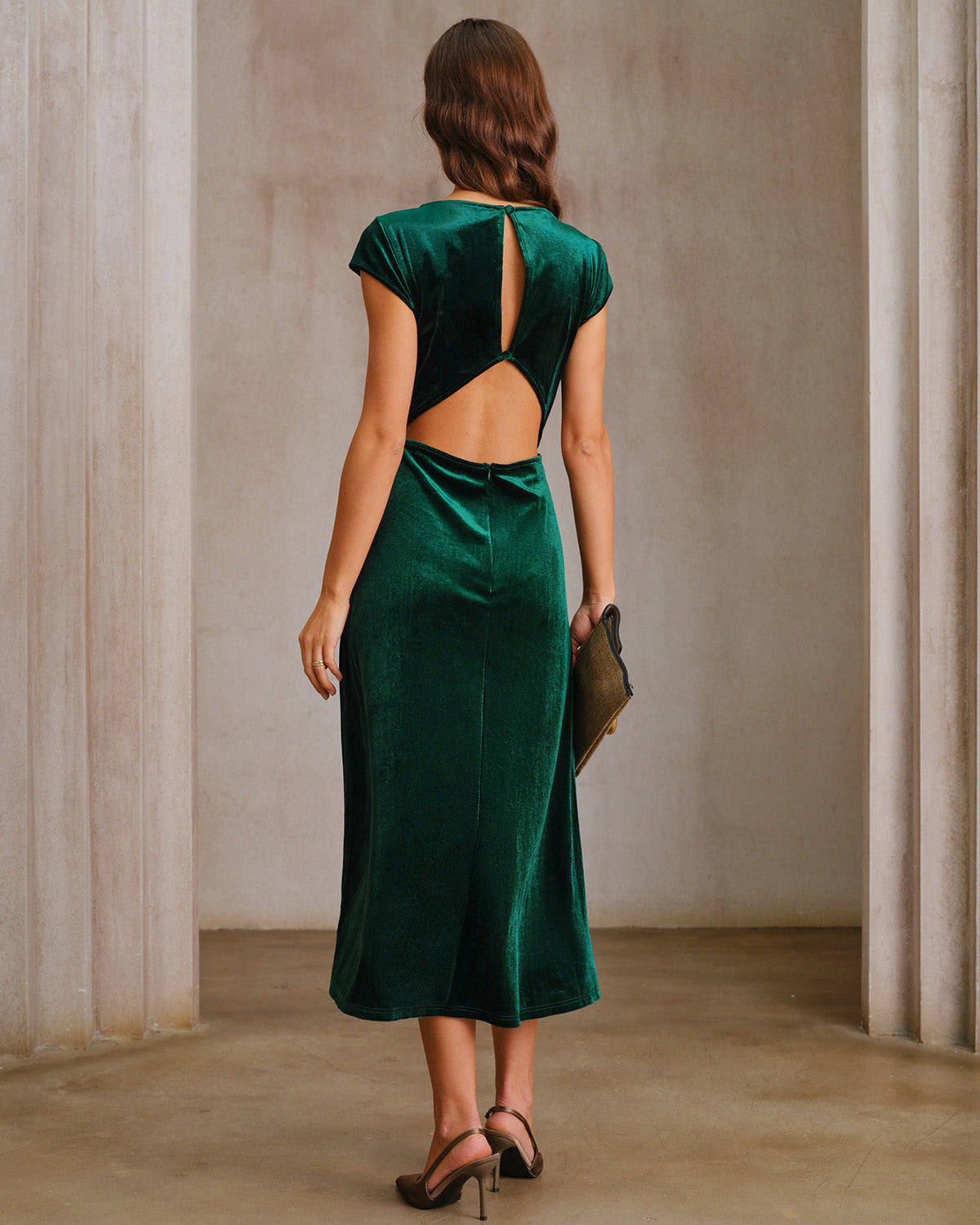 MIDI VERDE | Vestido de terciopelo con corte en A