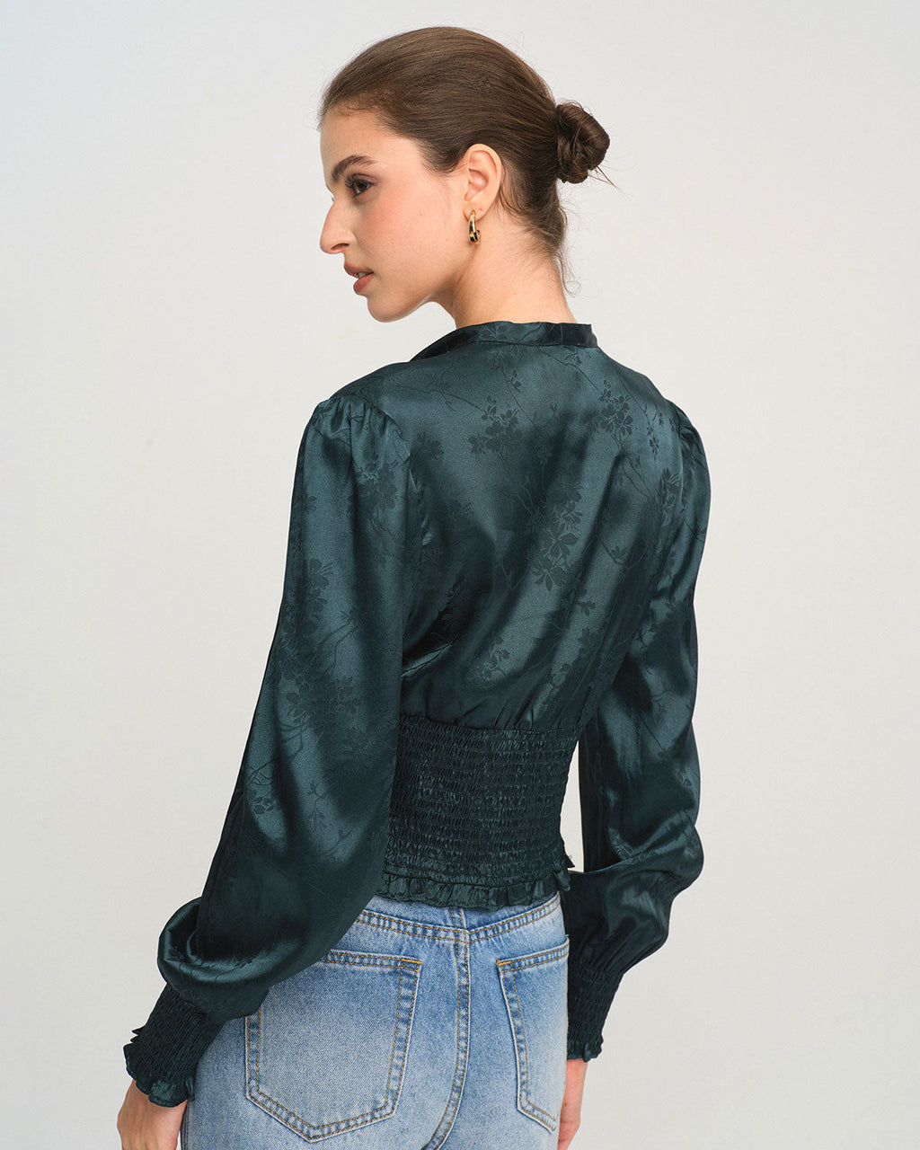SHEILA | Jacquard Blusa con cuello de lazo