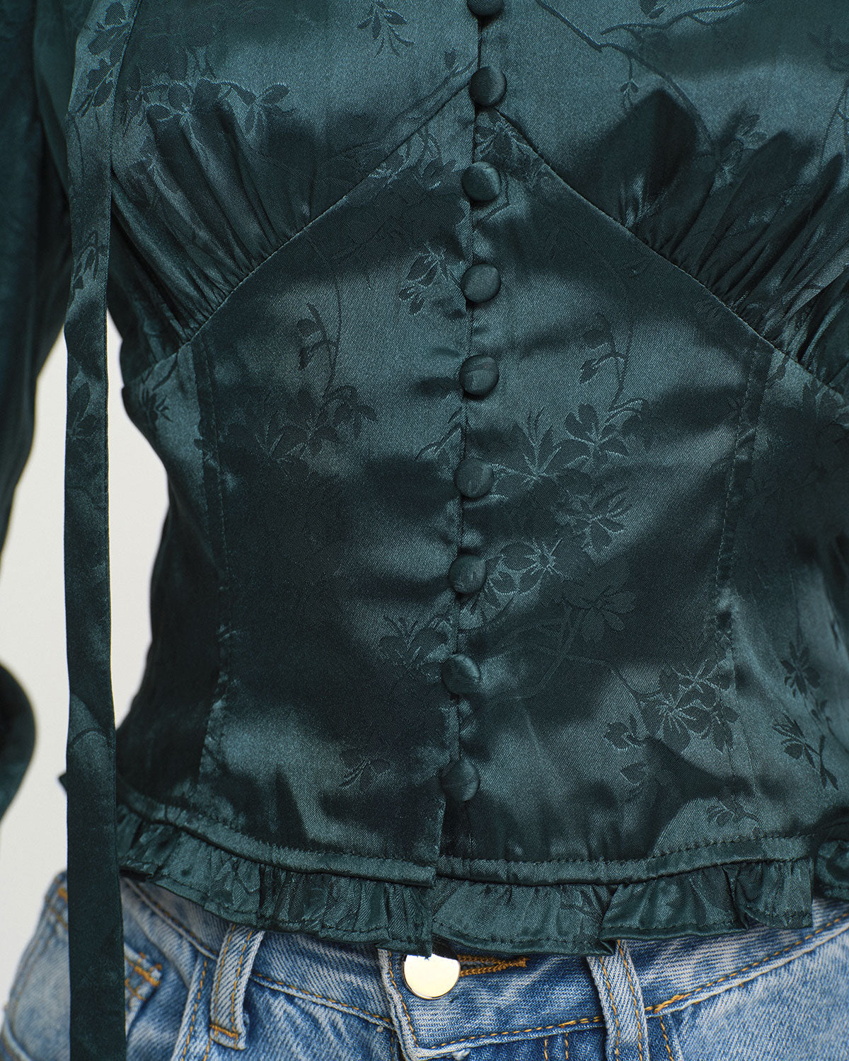 SHEILA | Jacquard Blusa con cuello de lazo